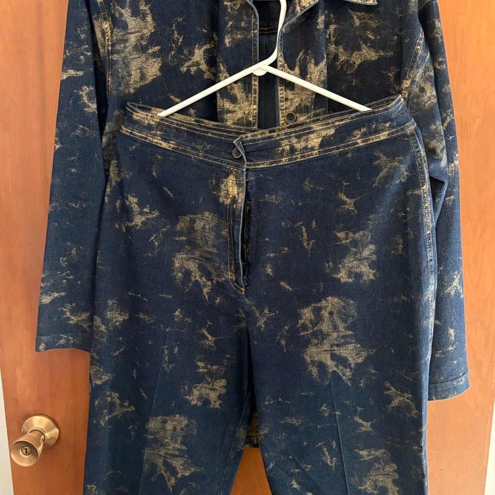 Vintage Linda lundstrom Jacket & pants Denim-Effect Button Front Jumpsuit Romper - Picture 8 of 14
